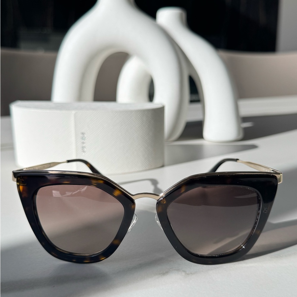 Prada Brown Patterned Sunglasses with Metallic Accents